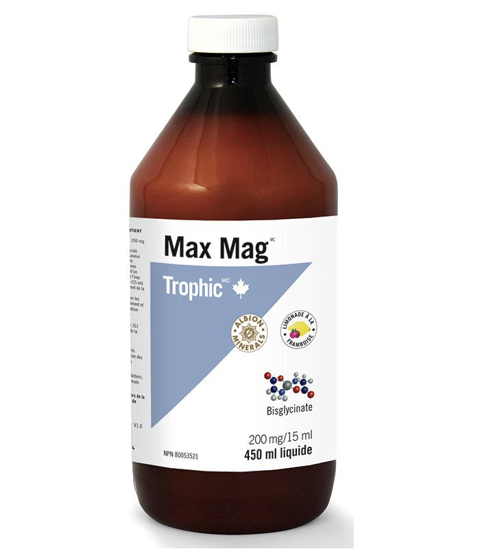 Max Mag - Magnésium bisglycinate liquide - Trophic - 450ml - Limonade framboise
